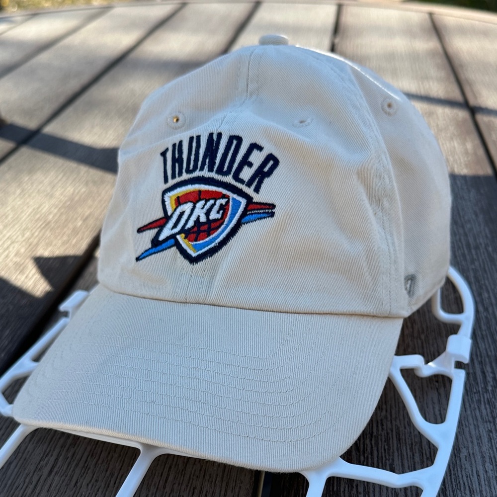 ‘47 Brand OKC Oklahoma City Thunder Clean Up Cap Hat Natural NBA Champions